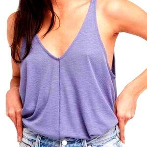 Free People Dani Ribbed Tank Top in Dusty Iris Size M